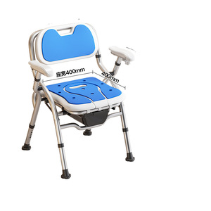 Chaise de bain pliante pour personnes âgées, largeur 400mm, siège de douche antidérapant en alliage d'aluminium avec accoudoirs, tabouret de salle de bain - Product Image 1