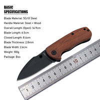 Nouveau design 5cr13 lame en acier inoxydable manche en bois survie poche camping extérieur couteau pliable
