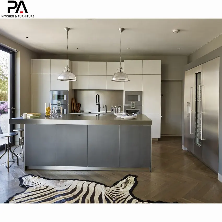 PA Italian island style modular modern high gloss kitchen cabinets