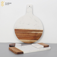 Plateau de service rectangulaire YUSHI style nordique vintage, assiette ronde en marbre durable pour le service des aliments