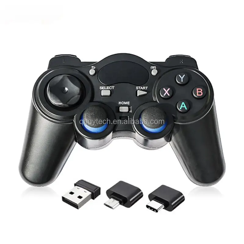 Manette de jeu sans fil 2.4G avec adaptateur Micro USB OTG convertisseur pour Android TV Box pour PC PS3