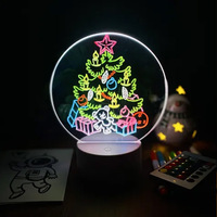 Base de luz nocturna de 16 colores, tablero de escritura borrable, luz nocturna creativa DIY RGB LED, Mensaje, tablero de escritura acrílico, luz con bolígrafo