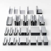 Kit de Perfil de Riel para Ventana Corredera de Aluminio, Riel de Doble Canal en U con Ranura para Burlete, Extrusión de Marco de Alta Resistencia