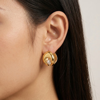Boucles d'oreilles Huggie Gaovo Niche Premium Design Perle, en acier inoxydable et titane plaqué or 18 carats, bijoux de mode pour femmes