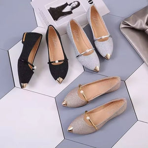 Cheap Women Shiny Glitter Pointed Toe Flat Slip on Ballet Flats Comfortable Casual <b>Dress</b> Shoes - Product Image 1