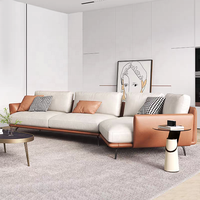 NOVA Italie Style Luxueux Cuir 6 Places Canapés Sectionnels Salon Canapé Ensemble Meubles Coin Canapé Rembourré Avec Chaise