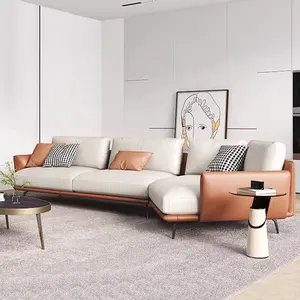NOVA italienischer Stil luxuriöses Leder 6-Sitzer geteiltes Sofa Wohnzimmer Couch-Set Möbel Ecke gepolstertes Sofa mit Lehm