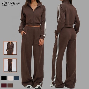 Conjunto Deportivo de <span class=keywords><strong>Yoga</strong></span> de 2 Piezas, Chaqueta Holgada y Pantalones Anchos de Pierna Recta para Mujer, Conjuntos Deportivos Personalizados - Product Image 1