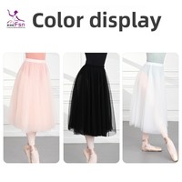Jupe de ballet en voile pour femmes, nylon, mi-longue, costume de pratique de danse, grande taille