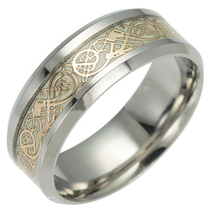 Anillos de plata para hombre con textura de dragón que brillan en <span class=keywords><strong>la</strong></span> oscuridad, anillo de acero inoxidable pulido para hombre - Product Image 4