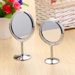 Hot selling Portable Double Side Metal Rotate Mirror Mini Beauty Table Make Up Mirror Cosmetic Magnifying Stand Table Mirror