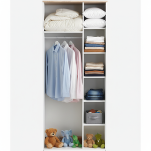 Wooden 2 Door Wardrobe with Shelf and Hanging Rail Modern <strong>Clothes</strong> <strong>Storage</strong> Cupboards <strong>Unit</strong> for Bedroom Furniture - Product Image 4