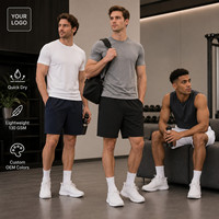 Shorts de sport en polyester pour hommes avec logo personnalisé, OEM, séchage rapide, pour la gym, la course à pied, la course, taille élastique, fabricant de shorts d'entraînement