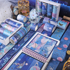 20 cuộn vũ trụ bầu trời đầy sao nhà sản xuất tùy chỉnh vàng bạc lá Washi Băng đặt cho văn phòng trường học - Product Image 3