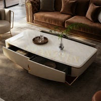 Table basse moderne Xuanzhen, nouveau design, en acier inoxydable, table centrale de luxe, table basse en bois et marbre pour salon