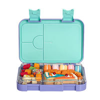 Boîte à bento pour enfants avec dessin animé arc-en-ciel, boîte à lunch portable en plastique avec poignée, sans BPA, étanche, boîte à nourriture pour enfants pour l'école
