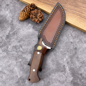 Cuchillo de Supervivencia de Acero Inoxidable de Espiga Completa con Mango de Madera y Funda de Cuero para Caza y Bushcraft - Product Image 6