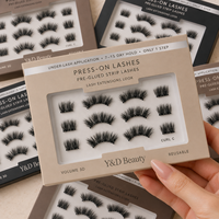 Faux cils personnalisés avec logo, pré-collés, imperméables, longue tenue 3-10 jours, bande transparente auto-adhésive, cils entiers à poser