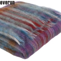 100% faux mohair acrylique réversible à carreaux des deux côtés utilisation cardigan couverture de canapé
