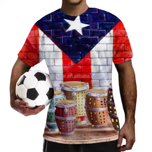 Camisetas personalizadas con estampado 3D <span class=keywords><strong>Coqui</strong></span> al por mayor, camiseta de manga corta con logotipo personalizado de la bandera de Puerto Rico para hombre, funda para silla - Product Image 1