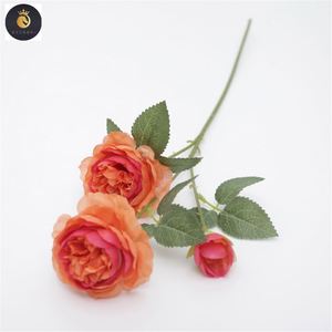 Precio barato suministro de seda blanco naranja azul Rosa negro tacto REAL 3 tenedores <span class=keywords><strong>flores</strong></span> de peonías artificiales para decoración de interiores - Product Image 3