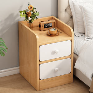 Ultra-Narrow Wooden Bedside Table 2 <strong>Drawers</strong> Small Size <strong>Mini</strong> Storage Cabinet Multifunctional Modern Bedroom Hotel Home Furniture - Product Image 3