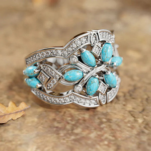 Anello da Donna Vintage Etnico Floreale Coreano Giapponese con Taglio Marquise - Product Image 5