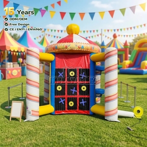Commercial 4 in 1 Carnival Inflatable Interactive Game Station Tic Tac Toe Dart <strong>Throwing</strong> Carnival Booth for Party Rental - Product Image 1