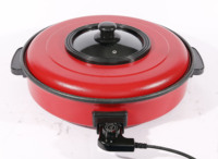 Four à pizza électrique portable, couvercle en verre trempé rond, revêtement antiadhésif, contrôle de la température, utilisation à l'hôtel et à domicile, nettoyage facile, extérieur, OEM 220