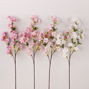 3 Branches <span class=keywords><strong>de</strong></span> fleurs <span class=keywords><strong>de</strong></span> cerisier artificielles blanches, fausses fleurs <span class=keywords><strong>de</strong></span> <span class=keywords><strong>Sakura</strong></span> à longue tige, décoration pour la maison, mariage, vase, vente en gros - Product Image 3