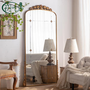 French Romantic Floor Mirror Brass <b>Frame</b> Full Length Home Use Wabi Sabi Style - Product Image 1