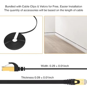 Câble réseau LAN RJ45 ultra fin Cat7 plat haute vitesse 10 Gbps 600 MHz blindé noir pour modem routeur PS5 - Product Image 6