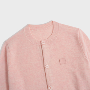 TOWNKANA Kardigan Rajut Wol Edisi Reguler Lengan Panjang Kerah O Warna <span class=keywords><strong>Pink</strong></span> Hot Stamping untuk Wanita - Product Image 2