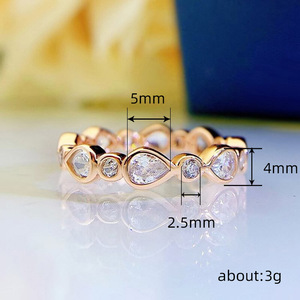 Anelli da Donna Q727 in Oro con Zirconi Taglio a Pera, Fede Nuziale Geometrica Placcata in Oro Rosa, Gioielli in Oro Giallo - Product Image 5