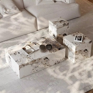 Table d'appoint d'angle en marbre Calacatta, bloc de socle, table haute, prix de gros - Product Image 3