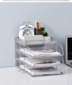Desk Organizers Paper Letter Tray Organizer 4 Tier Office Supplies Storage Drawer and Pen Holder Desktop <b>File</b> Organizer - Product Image 3