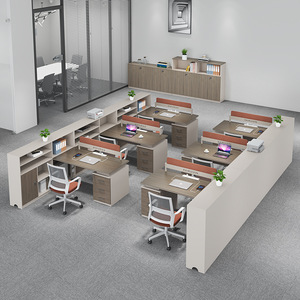 Conjunto de Escritorio de Oficina Modular Ergonómico <span class=keywords><strong>para</strong></span> 6 Personas, Estaciones de Trabajo Espaciosas en Espacio Abierto, Escritorio de Oficina y Escritorios Resistentes - Product Image 2