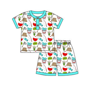 Conjunto de Ropa Bordada Personalizada BSSO1862 para Bebé Niño, Estilo Boutique, para Ir de Pesca, Conjuntos de Verano, Venta al por Mayor - Product Image 1