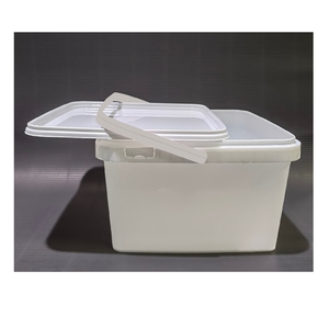 Kitchen Accessories - White square Plastic <b>Bucket</b> with Lid and Hand - Good Quality Storage Container From Vietnam - Product Image 1