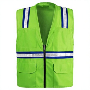 Chaleco de Seguridad Reflectante con Diseño de Tiras de Alta Visibilidad, Ropa de Trabajo Unisex de Algodón y Poliéster para Construcción y Seguridad Personal - Product Image 3
