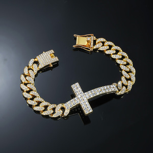 Hot Selling Simple Geometric <b>Cross</b> <b>Chain</b> Bracelet Hiphop Style Alloy Gold Silver Plated Men's Bracelet Fashion Jewelry Wholesale - Product Image 1
