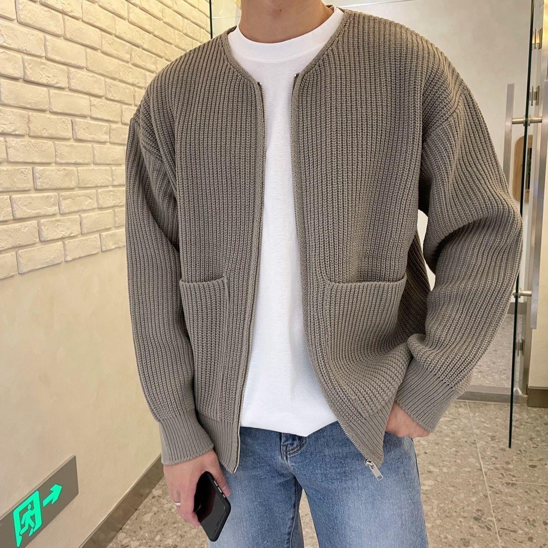 Ottoknit Knitted Zip up Cardigan for Men Lightweight Stretch Fabric Casual Layering Piece