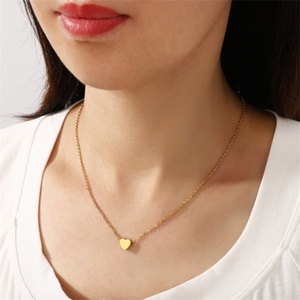 Cute Jewelry Heart Pendant <b>Choker</b> Necklace Stainless Steel Blank Heart Necklace - Product Image 6