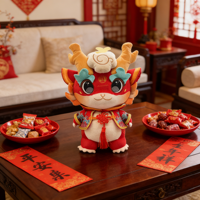 Fabricant vente directe OEM personnalisé chinois tendance Dragon peluche jouet nouvel an cadeau poupée PP coton Logo impression pris en charge