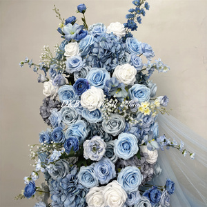 DKB - Fondo de Flores 5D Personalizado, Pilar de Flores Azul Bebé de 2 m + 0,8 m, Arreglo de Flores Artificiales para Decoración de Bodas - Product Image 4