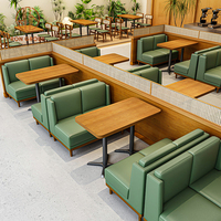 Ensemble de meubles de restaurant, canapé, banc, table et chaises, sièges de stand, pour café, restauration rapide, commerce, café, bois, cuir