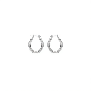 E4132 Pendientes de aro de oro blanco, joyería clásica de moda unisex - Product Image 1
