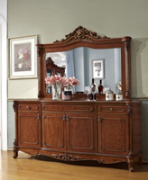 Buffet classique modulaire en bois massif de style européen antique avec miroir pour cuisine et salle à manger