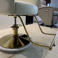 Sillón de Peluquería Personalizable en Color Blanco Crema de Cuero de Lujo para Salón de Belleza y Barbería