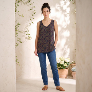 Camiseta sin mangas con cuello en V para mujer, estampado geométrico, corte holgado, informal, primavera-verano, tejido transpirable - Product Image 1